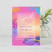 Kleurrijke tropische bladeren Zonsondergang Verjaa Kaart (Staand voorkant)