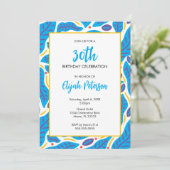 Kleurrijke Tropische Blauwe Bladeren Doodle Kaart (Staand voorkant)