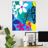 Kleurrijke Tropische Bloem en Botanische bladeren Poster (Thuiskantoor)