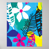 Kleurrijke Tropische Bloem en Botanische bladeren Poster (Voorkant)
