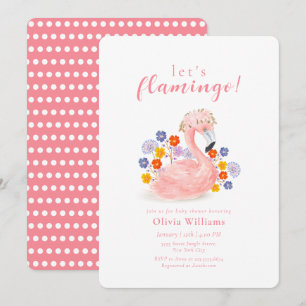 Kleurrijke Tropische Bloem Flamingo Baby Shower Kaart