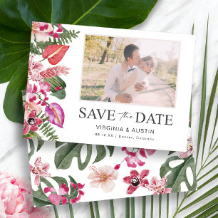 Kleurrijke Tropische Bloem Foto Save The Date