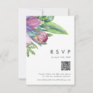 Kleurrijke Tropische Bloem Perzik QR Code RSVP K Kaartje