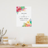 Kleurrijke Tropische Bloemachtige Bruiloft Ontvang Poster (Keuken)