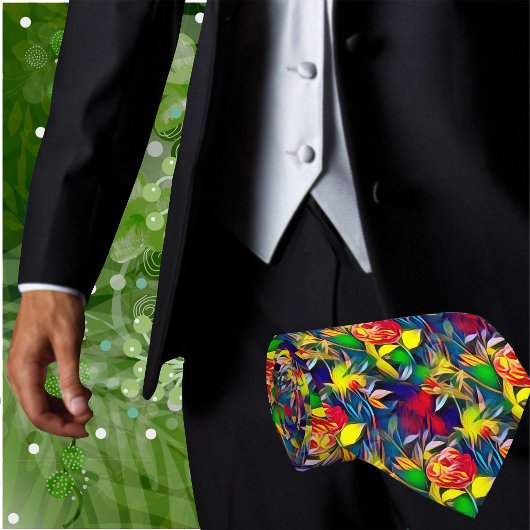 Kleurrijke Tropische Bloemen Bloemkunstige Heren D Stropdas
