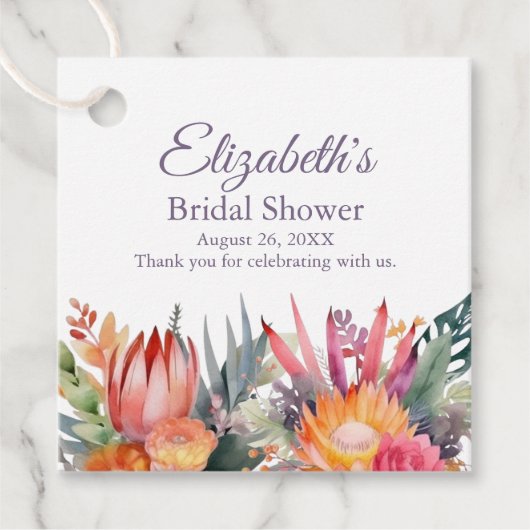 Kleurrijke Tropische Bloemen Bruidsfeest Bedankjes Labels (Voorkant)