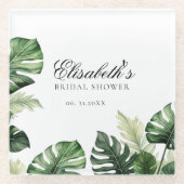 Kleurrijke tropische bloemen | Bruiloft met groen  Glazen Onderzetter (Voorkant)