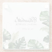 Kleurrijke tropische bloemen | Bruiloft met groen  Glazen Onderzetter (Achterkant)