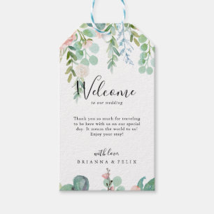 Kleurrijke Tropische Bloemen Bruiloft Welkom Cadeaulabel