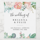 Kleurrijke Tropische Bloemen Bruiloft Wijn Labels Wijn Etiket (Enkel label)