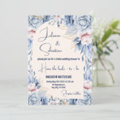 Kleurrijke Tropische Bloemen Casual bruiloft Kaart (Staand voorkant)