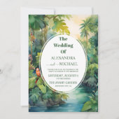 Kleurrijke Tropische Bloemen Casual Groene Bruilof Kaart (Voorkant)