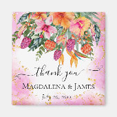 Kleurrijke tropische bloemen dank u bruiloft gunst magneet (Voorkant)