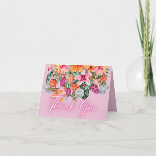 Kleurrijke Tropische Bloemen Disco Ballen Neon Glo Bedankkaart