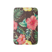 Kleurrijke tropische bloemen donkere achtergrond badmat (Voorkant Verticaal)