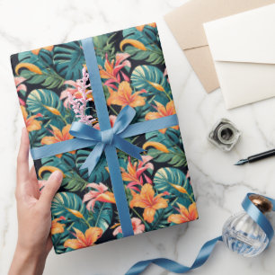 Kleurrijke tropische bloemen en bladeren  cadeaupapier