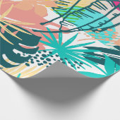 Kleurrijke tropische bloemen en bladeren collage cadeaupapier (Hoek)