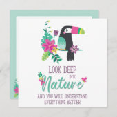 kleurrijke tropische bloemen en inspirerend toucan (Voorkant / Achterkant)