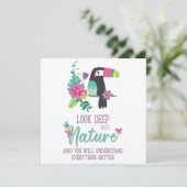 kleurrijke tropische bloemen en inspirerend toucan (Staand voorkant)