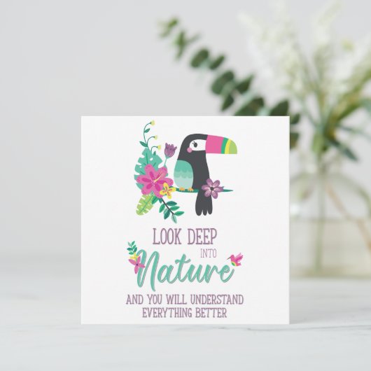 kleurrijke tropische bloemen en inspirerend toucan (Staand voorkant)