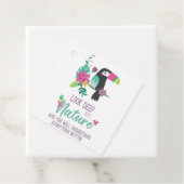 kleurrijke tropische bloemen en inspirerend toucan bedankjes labels (In situ)