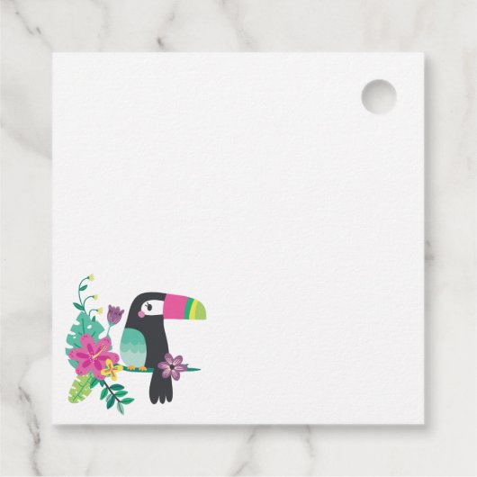 kleurrijke tropische bloemen en inspirerend toucan bedankjes labels (Achterkant)