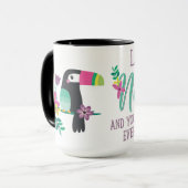 kleurrijke tropische bloemen en inspirerend toucan mok (Voorkant links)