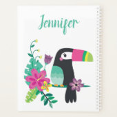 kleurrijke tropische bloemen en inspirerend toucan planner (Achterkant)