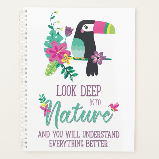 kleurrijke tropische bloemen en inspirerend toucan planner (Voorkant)