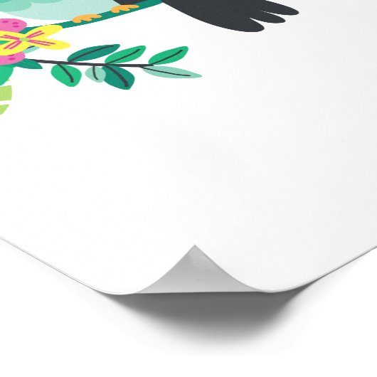 kleurrijke tropische bloemen en inspirerend toucan poster (Hoek)