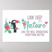 kleurrijke tropische bloemen en inspirerend toucan poster (Voorkant)