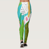 Kleurrijke tropische bloemen en vogelcollage leggings (Achterkant)