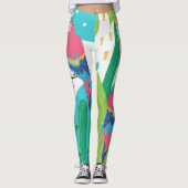 Kleurrijke tropische bloemen en vogelcollage leggings (Voorkant)