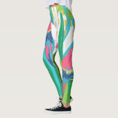 Kleurrijke tropische bloemen en vogelcollage leggings (Links)