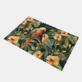 Kleurrijke tropische bloemen en vogels deurmat (Schuin)