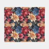 Kleurrijke Tropische Bloemen Fleece Deken (Voorkant (Horizontaal))