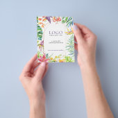 Kleurrijke tropische bloemen Geometrisch goudlijst Flyer (Hand)