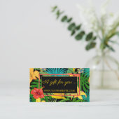 Kleurrijke Tropische Bloemen Gouden Cadeaubon Kortingskaartje (Staand voorkant)