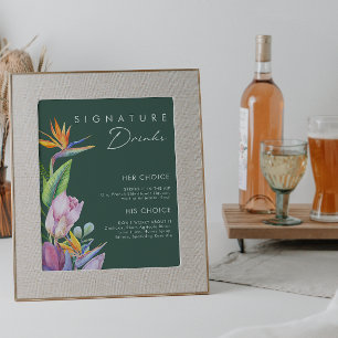 Kleurrijke Tropische Bloemen Groene Signature Dr Poster