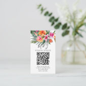 Kleurrijke Tropische Bloemen Huwelijk QR Code Deta Informatiekaartje (Staand voorkant)