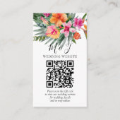 Kleurrijke Tropische Bloemen Huwelijk QR Code Deta Informatiekaartje (Voorkant)