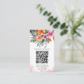 Kleurrijke Tropische Bloemen Huwelijk QR Code Deta Informatiekaartje (Staand voorkant)