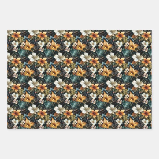 Kleurrijke Tropische Bloemen Inpakpapier Vel (Voorkant 3)