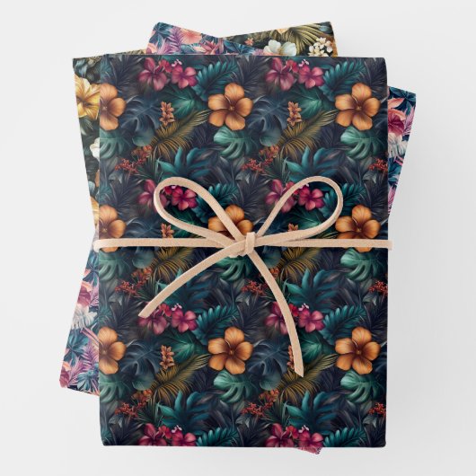 Kleurrijke Tropische Bloemen Inpakpapier Vel (In situ)