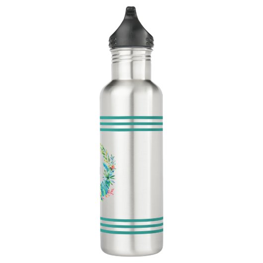 Kleurrijke Tropische Bloemen Krans Aangepaste Mono Waterfles (Rechts)