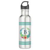 Kleurrijke Tropische Bloemen Krans Aangepaste Mono Waterfles (Voorkant)