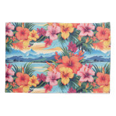 Kleurrijke tropische bloemen & landschap kussensloop (Achterkant)