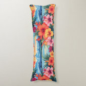 Kleurrijke tropische bloemen & landschap lichaamskussen (Voorkant Verticaal)