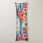 Kleurrijke tropische bloemen & landschap lichaamskussen (Achterkant (Verticaal))