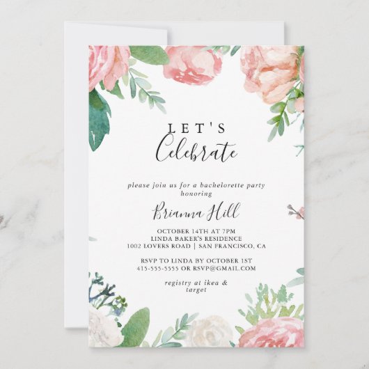 Kleurrijke tropische bloemen Laten we feest vieren Kaart (Voorkant)